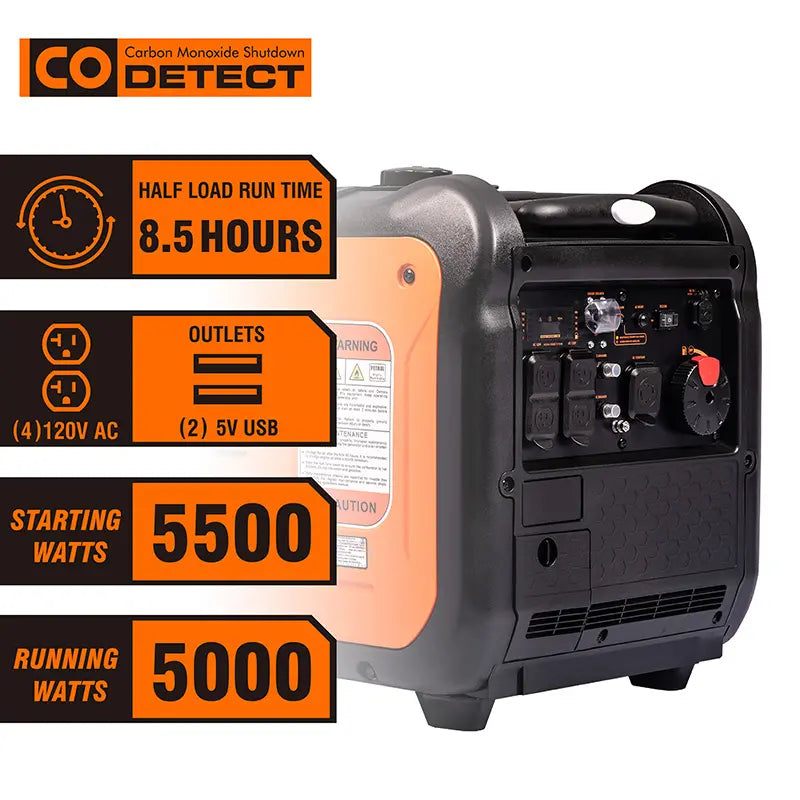 Genmax 5500 Watt Gasoline Inverter Generator GM5500i