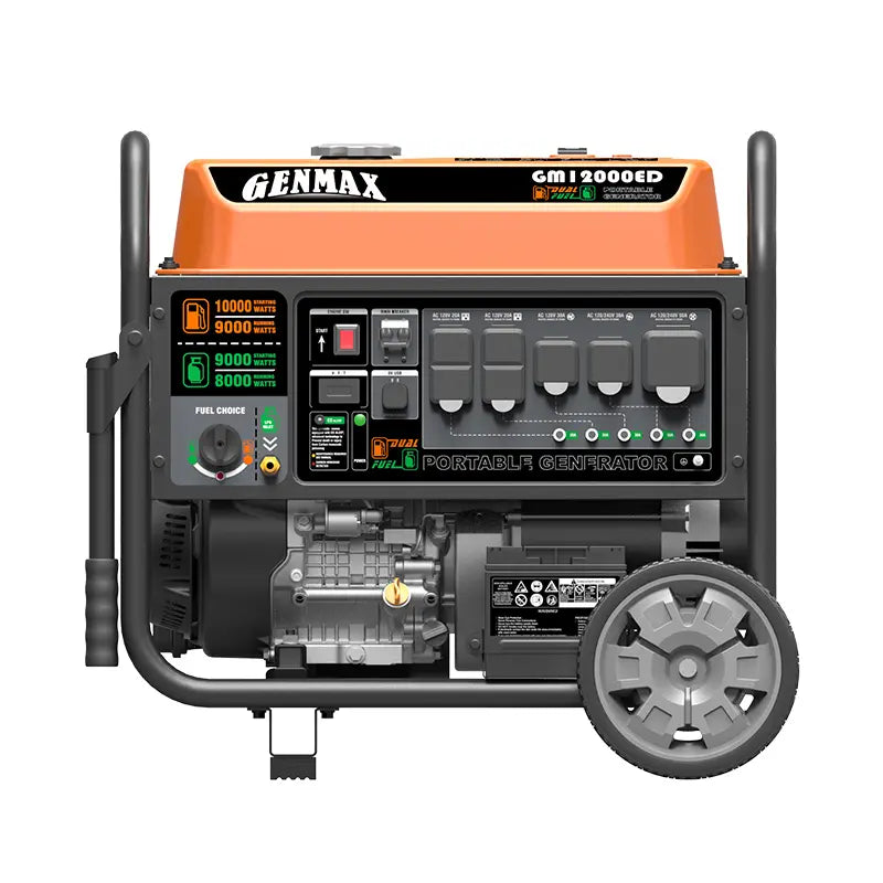 Genmax GM12000ED Dual Fuel Portable Generator 12000 Watt Gas or Propane Powered