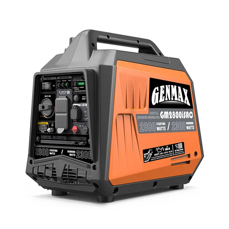 Genmax GM2800iSAC 2800W Portable Inverter Generator, ultra-quiet gas engine, with CO Sensor and Parallel Capability