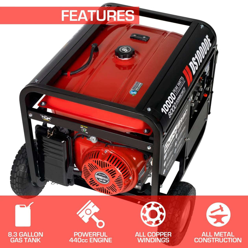 REFURB Durostar DS10000E 10,000 Watt Gasoline Generator Red / Black (Grade A)