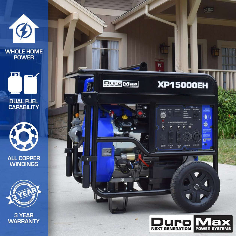 REFURB DuroMax XP15000EH 15,000 Watt Dual Fuel Hybrid Generator (Grade A)